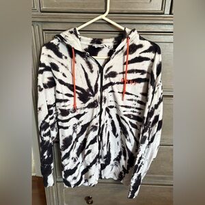 DKNY Black and White Tie-Dye Hoodie